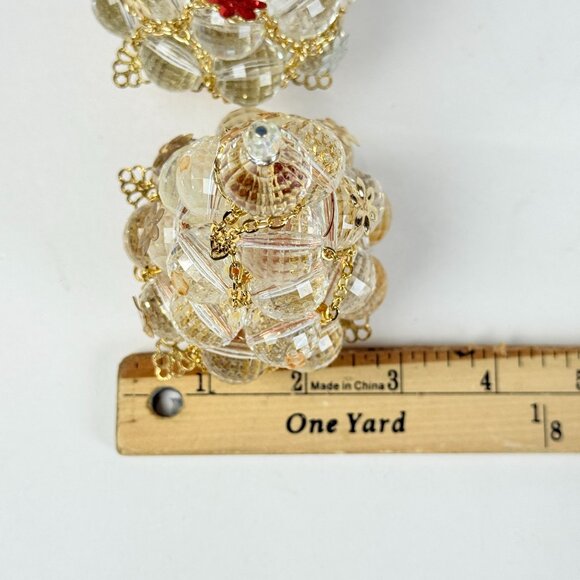 Crystal Glass 2 Christmas Trees With Gold Accents & Floral Details Elegant Holid - Picture 9 of 9